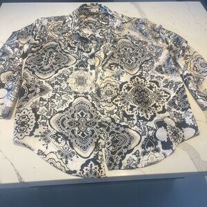 Zara Black and White Paisley Skater Blouse NEW , silky gorgeous